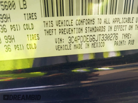 2018 Dodge Journey GT with VIN 3C4PDDEG6JT330276, listed as a IAAI auction lot 41886845 with 91,015 mi miles and . Bid and sale history available at DreamBid. Image 9.