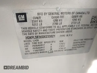 2013 GMC Terrain SLE with VIN 2GKFLSE36D6233821, listed as a IAAI auction lot 41662874 with 136,333 mi miles. Bid and sale history available at carsss.com. Image 9.