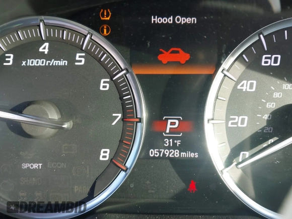 2018 Acura TLX with VIN 19UUB2F34JA008883, listed as a IAAI auction lot 41386586 with 57,928 mi miles. Bid and sale history available at carsss.com. Image 7.
