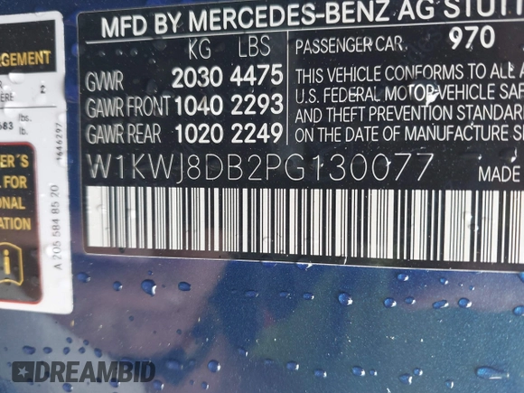 2023 Mercedes-Benz C 300 с VIN W1KWJ8DB2PG130077, выставлен на аукционе IAAI как лот 42026028 с пробегом 13 263 миль миль и . История ставок и продаж доступна на DreamBid. Изображение 9.