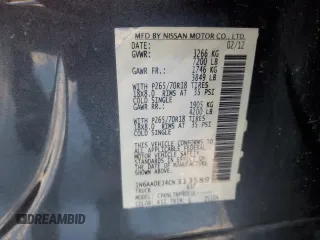 2012 Nissan Titan S with VIN 1N6AA0EJ4CN313589, listed as a Copart auction lot 42149675 with 187,313 mi miles and Salvage Title. Bid and sale history available at carsss.com. Image 12.