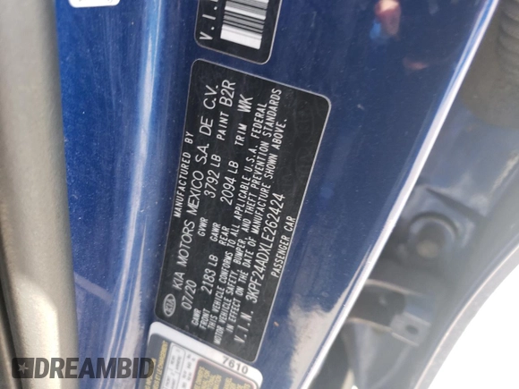 2020 Kia Forte LXS with VIN 3KPF24ADXLE262424, listed as a Copart auction lot 42184395 with 113,704 mi miles and Salvage Title. Bid and sale history available at carsss.com. Image 13.