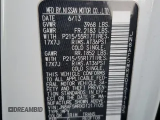 2013 Nissan Juke SV with VIN JN8AF5MRXDT217105, listed as a Copart auction lot 87946185 with 50,697 mi miles and Salvage Title. Bid and sale history available at carsss.com. Image 13.