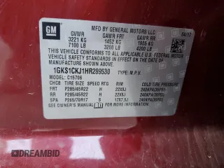 2017 GMC Yukon Denali with VIN 1GKS1CKJ1HR289530, listed as a Copart auction lot 85644374 with 131,614 mi miles and Salvage Title. Bid and sale history available at carsss.com. Image 13.