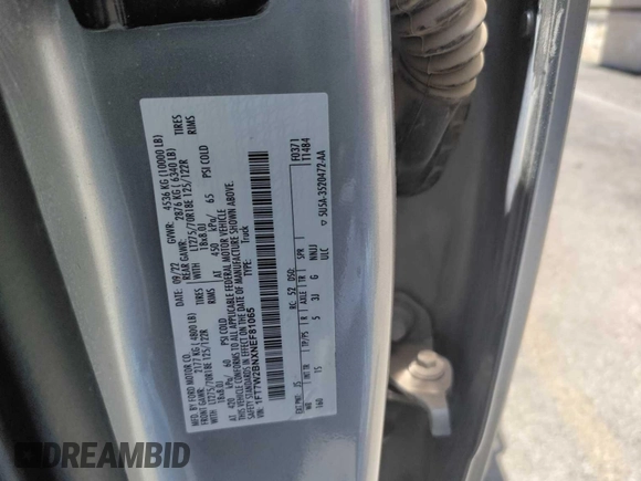 2022 Ford F-250 XL with VIN 1FT7W2BNXNEF81065, listed as a IAAI auction lot 42849192 with 119,775 mi miles and . Bid and sale history available at DreamBid. Image 2.