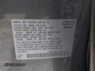 2013 Audi Q7 S line Prestige с VIN WA1DGAFE8DD012301, выставлен на аукционе IAAI как лот 41768600 с пробегом 312 744 миль миль и . История ставок и продаж доступна на DreamBid. Изображение 9.