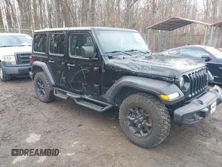 2022 Jeep Wrangler Unlimited Sport S with VIN 1C4HJXDG1NW141244, listed as a IAAI auction lot 41532388 with 27,829 mi miles. Bid and sale history available at carsss.com. Image 1.