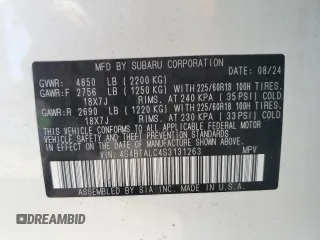 2025 Subaru Outback Onyx Edition with VIN 4S4BTALC4S3131263, listed as a Copart auction lot 44651635 with 788 mi miles and Salvage Title. Bid and sale history available at carsss.com. Image 13.