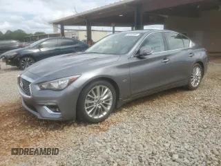 2019 Infiniti Q50 Luxe with VIN JN1EV7AP6KM517944, listed as a Copart auction lot 56942655 with 94,883 mi miles and Salvage title. Bid and sale history available at DreamBid. Image 1.