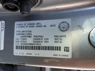 2021 Honda CR-V EX-L with VIN 2HKRW2H89MH215610, listed as a Copart auction lot 50299125 with 46,642 mi miles and Salvage Title. Bid and sale history available at carsss.com. Image 14.