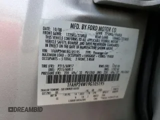 2009 Ford Taurus SEL with VIN 1FAHP24W19G105195, listed as a Copart auction lot 45127774 with 205,775 mi miles and Salvage Title. Bid and sale history available at carsss.com. Image 12.