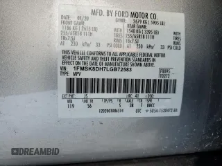 2020 Ford Explorer XLT with VIN 1FMSK8DH7LGB72583, listed as a Copart auction lot 45597755 with 66,119 mi miles and Salvage Title. Bid and sale history available at carsss.com. Image 16.