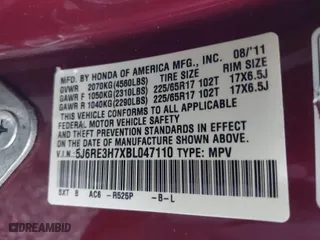 2011 Honda CR-V EX-L with VIN 5J6RE3H7XBL047110, listed as a IAAI auction lot 41260877 with 146,839 mi miles. Bid and sale history available at carsss.com. Image 9.