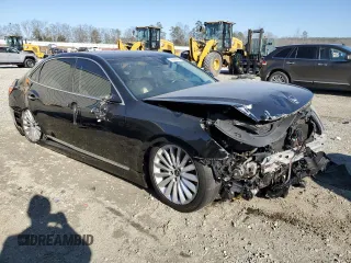 2016 Hyundai Equus Signature with VIN KMHGH4JH3GU104600, listed as a Copart auction lot 46083605 with 83,338 mi miles and Salvage Title. Bid and sale history available at DreamBid. Image 4.