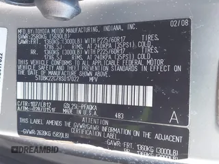 2008 Toyota Sienna XLE with VIN 5TDBK22C78S017022, listed as a IAAI auction lot 41562404 with 191,276 mi miles and . Bid and sale history available at DreamBid. Image 9.