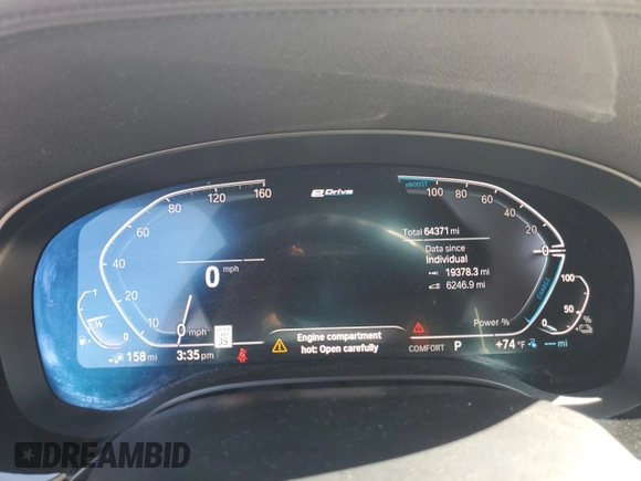 2020 BMW 5 Series 530e with VIN WBAJA9C04LCD22175, listed as a Copart auction lot 56173635 with 64,371 mi miles and Salvage title. Bid and sale history available at DreamBid. Image 9.
