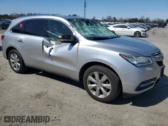 2014 Acura MDX Advance with VIN 5FRYD4H87EB036932, listed as a Copart auction lot 48427385 with Not Provided miles and Salvage Title. Bid and sale history available at DreamBid. Image 4.