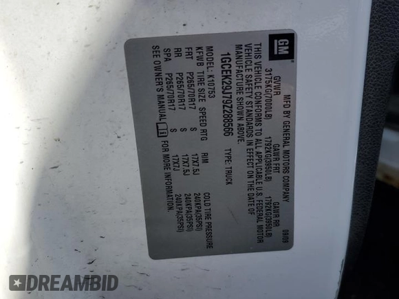 2009 Chevrolet Silverado 1500 LT with VIN 1GCEK29J79Z288566, listed as a Copart auction lot 47834105 with 203,615 mi miles and Salvage Title. Bid and sale history available at carsss.com. Image 14.