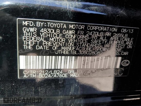 2013 Lexus GS 350 z VIN JTHBE1BL3D5028082, wystawiony jako Copart lot #59310655 z przebiegiem 185 719 mil mil oraz Szkoda całkowita • Salvage title. Historia ofert i sprzedaży dostępna na DreamBid. Obrazek 12.