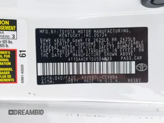 2025 Toyota Camry LE with VIN 4T1DAACK1SU504839, listed as a IAAI auction lot 41845964 with 11,934 mi miles and . Bid and sale history available at DreamBid. Image 9.