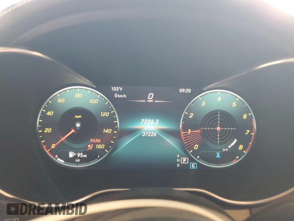 2022 Mercedes-Benz C 300 with VIN W1KWK8DB7NG115018, listed as a Copart auction lot 52892615 with 37,226 mi miles and Salvage title. Bid and sale history available at DreamBid. Image 9.