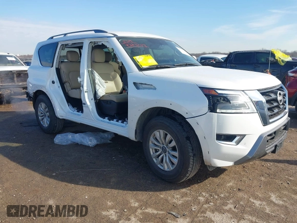 2023 Nissan Armada SV with VIN JN8AY2AC4P9183740, listed as a IAAI auction lot 41333249 with 10,906 mi miles. Bid and sale history available at carsss.com. Image 1.