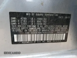 2017 Subaru Impreza Premium with VIN 4S3GKAB67H3622556, listed as a Copart auction lot 61629265 with 86,580 mi miles and Salvage title. Bid and sale history available at DreamBid. Image 12.