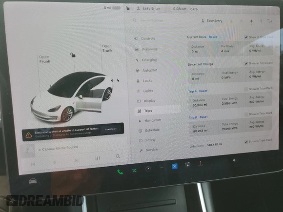 2018 Tesla Model 3 Long Range Battery with VIN 5YJ3E1EAXJF165000, listed as a Copart auction lot 53806195 with 140,448 mi miles and Clean Title. Bid and sale history available at DreamBid. Image 9.
