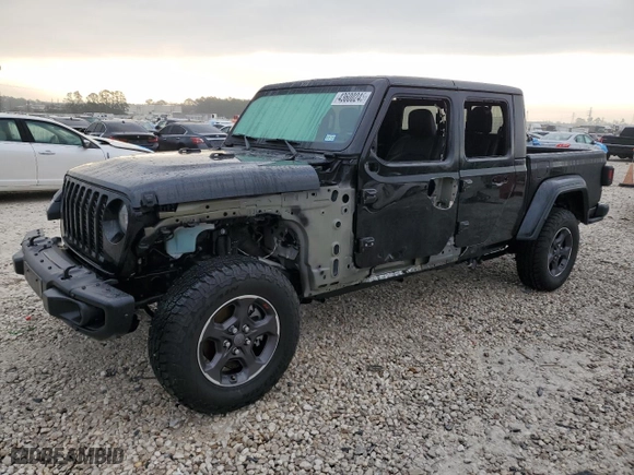 2021 Jeep Gladiator Sport S with VIN 1C6JJTAG7ML590031, listed as a Copart auction lot 43600245 with 56,955 mi miles and Salvage Title. Bid and sale history available at carsss.com. Image 1.