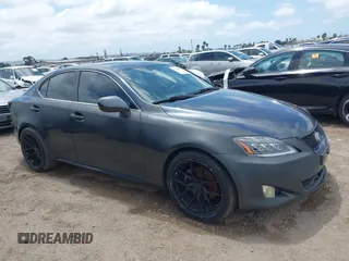 2007 Lexus IS with VIN JTHBK262575030811, listed as a IAAI auction lot 42134816 with 204,718 mi miles. Bid and sale history available at carsss.com. Image 1.
