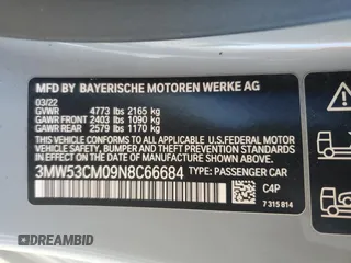 2022 BMW 2 Series M240i xDrive with VIN 3MW53CM09N8C66684, listed as a Copart auction lot 61736535 with 26,905 mi miles and Salvage title. Bid and sale history available at DreamBid. Image 12.