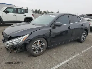 2020 Nissan Sentra SV with VIN 3N1AB8CV2LY220192, listed as a Copart auction lot 55653145 with 37,621 mi miles and Salvage Title. Bid and sale history available at carsss.com. Image 1.
