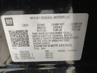 2023 Chevrolet Traverse LS with VIN 1GNERFKW7PJ337535, listed as a IAAI auction lot 41750104 with 11,816 mi miles. Bid and sale history available at carsss.com. Image 9.