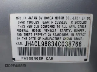 2004 Acura TSX with VIN JH4CL96834C038766, listed as a IAAI auction lot 42371241 with 244,081 mi miles and . Bid and sale history available at DreamBid. Image 9.