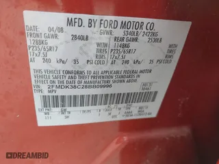 2008 Ford Edge SEL with VIN 2FMDK38C28BB09996, listed as a IAAI auction lot 41877516 with 188,960 mi miles. Bid and sale history available at carsss.com. Image 9.