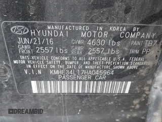 2017 Hyundai Sonata Limited with VIN KMHE34L17HA045964, listed as a IAAI auction lot 41397078 with 135,109 mi miles and . Bid and sale history available at carsss.com. Image 9.