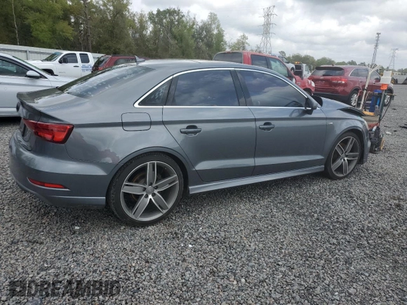 2017 Audi A3 Sedan Premium Plus with VIN WAUGUGFF3H1025145, listed as a Copart auction lot 48557725 with 100,207 mi miles and Salvage Title. Bid and sale history available at carsss.com. Image 3.