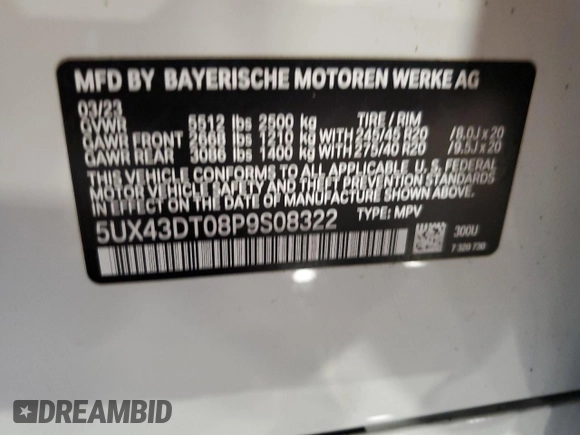 2023 BMW X4 M40i with VIN 5UX43DT08P9S08322, listed as a Copart auction lot 74037174 with 0 mi miles and Salvage Title. Bid and sale history available at carsss.com. Image 13.