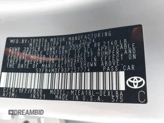 2025 Toyota Corolla LE z VIN 5YFB4MDE9SP257774, wystawiony jako IAAI lot #42480925 z przebiegiem 20 113 mil mil oraz . Historia ofert i sprzedaży dostępna na DreamBid. Obrazek 9.