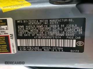 2011 Toyota Camry LE with VIN 4T1BF3EK6BU721014, listed as a Copart auction lot 59991825 with 253,001 mi miles and Clean title. Bid and sale history available at DreamBid. Image 12.