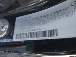 2011 Audi S5 Prestige with VIN WAUVVAFR0BA046845, listed as a IAAI auction lot 41633594 with 100,037 mi miles. Bid and sale history available at carsss.com. Image 9.