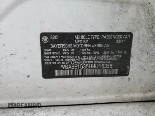 2017 BMW 3 Series 320i with VIN WBA8E1G35HNU16356, listed as a Copart auction lot 44408015 with 153,438 mi miles and Salvage Title. Bid and sale history available at carsss.com. Image 12.