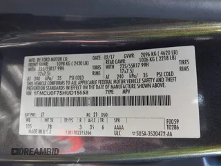 2017 Ford Escape S z VIN 1FMCU0F75HUD15558, wystawiony jako IAAI lot #41890712 z przebiegiem 158 441 mil mil oraz . Historia ofert i sprzedaży dostępna na DreamBid. Obrazek 9.