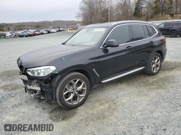 2020 BMW X3 sDrive30i with VIN 5UXTY3C09L9C69649, listed as a Copart auction lot 48416745 with 28,469 mi miles and Salvage Title. Bid and sale history available at carsss.com. Image 1.
