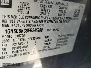 2015 Chevrolet Tahoe LT with VIN 1GNSCBKC8FR246289, listed as a Copart auction lot 47064375 with 102,331 mi miles and Salvage Title. Bid and sale history available at carsss.com. Image 13.