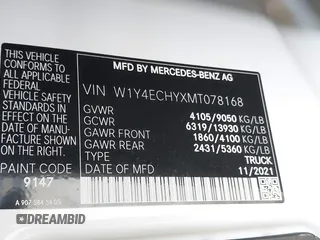 2021 Mercedes-Benz Sprinter Cargo with VIN W1Y4ECHYXMT078168, listed as a IAAI auction lot 41796015 with 14,472 mi miles and . Bid and sale history available at carsss.com. Image 9.