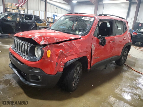 2015 Jeep Renegade Latitude with VIN ZACCJBBH0FPC24140, listed as a Copart auction lot 49848135 with 103,794 mi miles and Salvage Title. Bid and sale history available at carsss.com. Image 1.