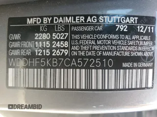 2012 Mercedes-Benz E 350 Luxury with VIN WDDHF5KB7CA572510, listed as a Copart auction lot 61832655 with 190,663 mi miles and Clean title. Bid and sale history available at DreamBid. Image 12.