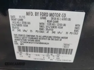 2016 Ford Explorer Sport with VIN 1FM5K8GTXGGB60821, listed as a IAAI auction lot 42690049 with 192,087 mi miles and . Bid and sale history available at DreamBid. Image 9.