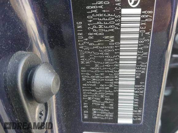 2024 Toyota Corolla LE with VIN 5YFB4MDE7RP151110, listed as a Copart auction lot 55404665 with 19,097 mi miles and Salvage title. Bid and sale history available at DreamBid. Image 12.